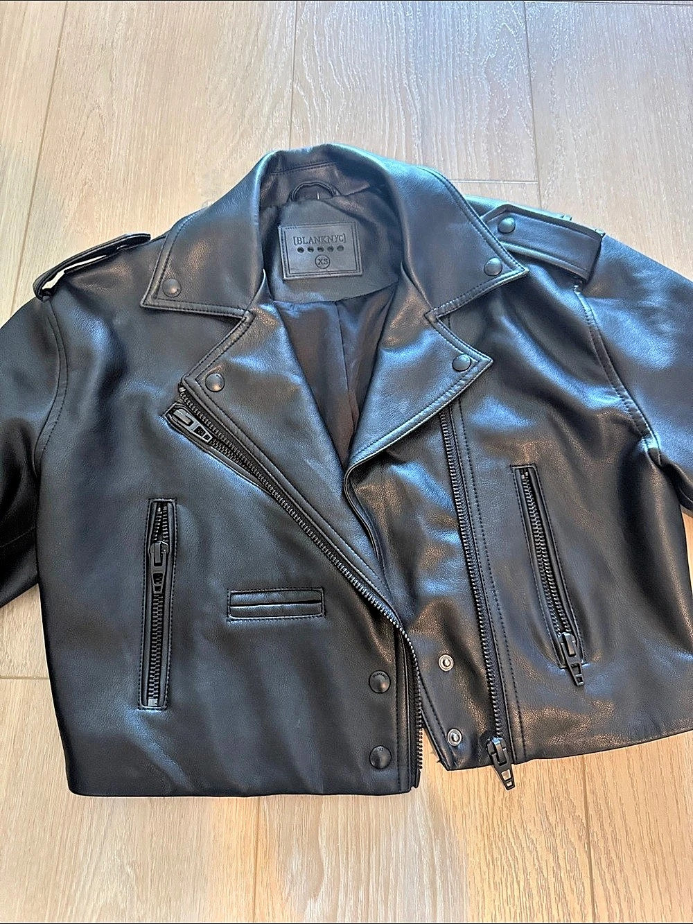 BLANKNYC Vegan Leather Moto Jacket Black